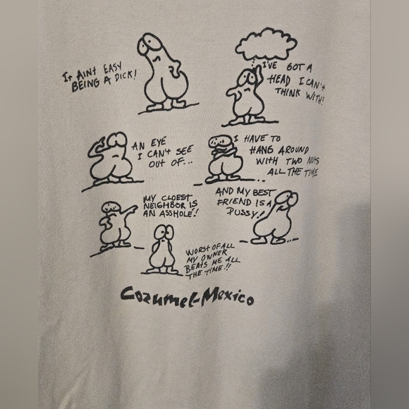 Vintage It Ain't Easy Being a Dick Cartoons Cozumel Mexico Mens Large Funny Rare - Picture 2 of 8